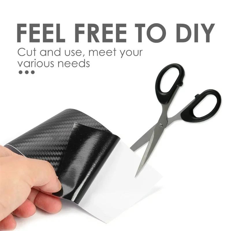 3D Carbon Fiber Car Bumper Door Guard Protection Film 3m Car Door Sill Protector Sticker Black Waterproof Anti Scratch Tape