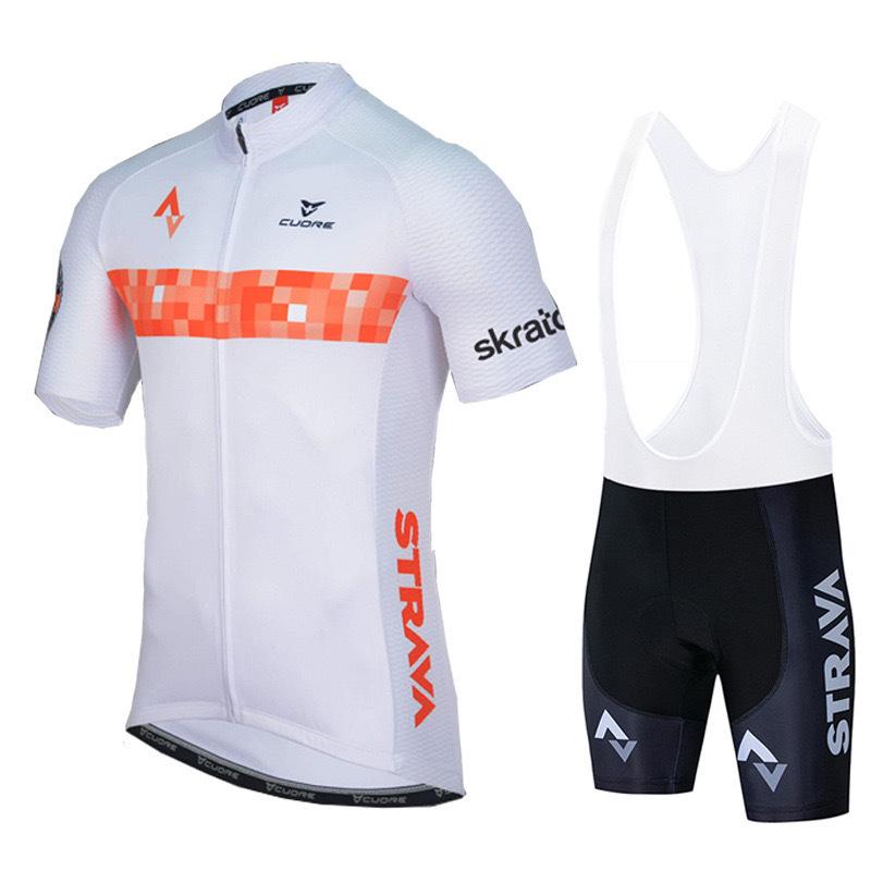 New Strava Cycling Suit Men's Outdoor Sports Cycling Short Sleeve Strap Shorts Set