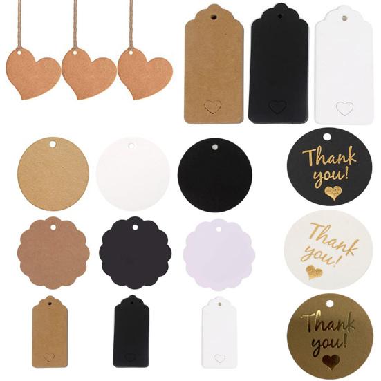 100Pcs Gift Tag with 20m Jute Twine Round/Heart/Rectangle Shaped Blank Design DIY Thick Wedding Thanksgiving Christmas Craft Tag Party Favors