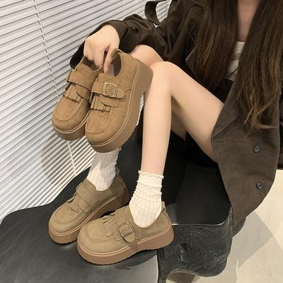 Ретро лоферы на платформе для женской коллекции весна-осень 2025 года, новые маленькие кожаные туфли в британском стиле, увеличивающие рост, маленькие одинарные туфли Мэри Джейн