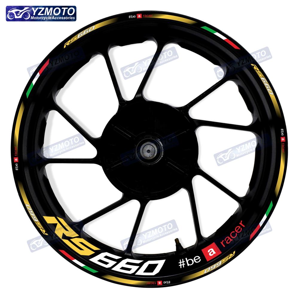 Для мотоцикла Aprilia RS660 RS 660 17-дюймовые наклейки на ступицу переднего и заднего колес Водонепроницаемые светоотражающие наклейки на обода Декоративные наклейки