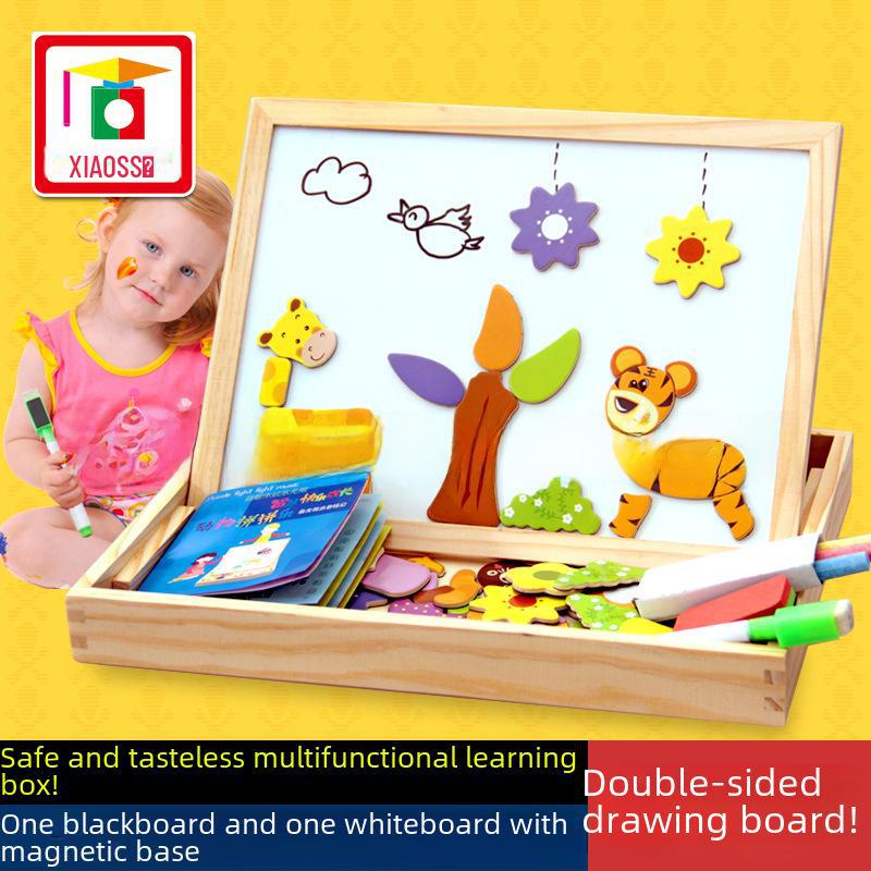 Little Master Educational Magnetic Animal Puzzle & Double-Sided Drawing Board