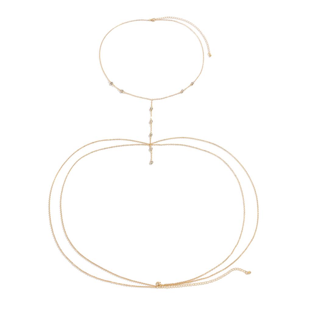 New Sexy Multilayer Rhinestone Belly Body Chain for Women Bohemian Summer Bikini Tassel Chest Waist Body Jewelry Accessories