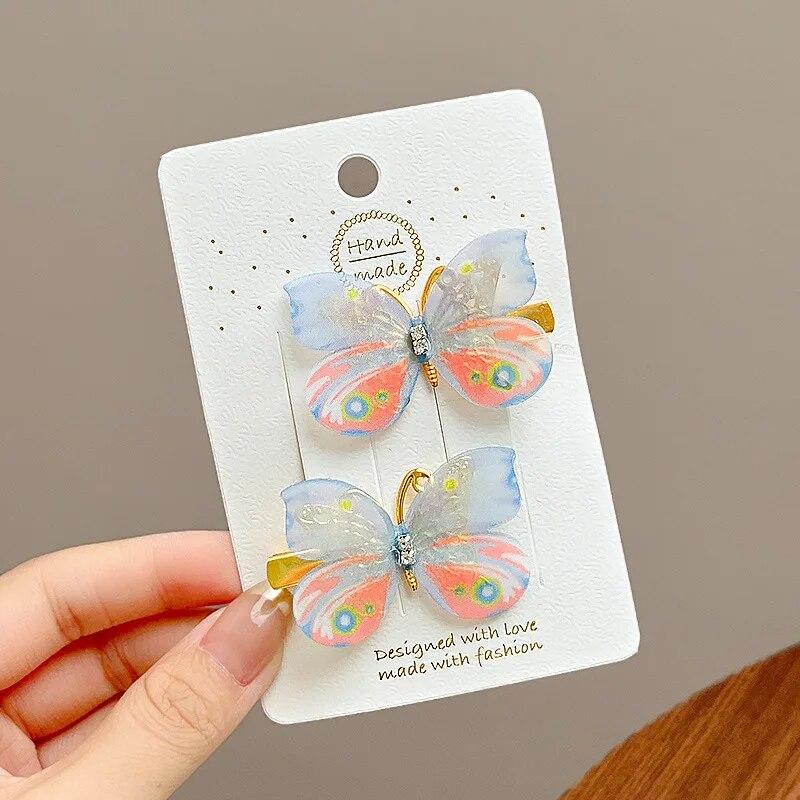 Children's Cute Butterfly Hairpins Sweet Colorful Hair Clips Headwear Korean Rhinestone Barrettes for Baby Girl Hair Accessories