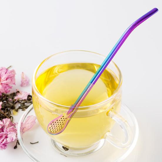 Трубочки для питья чая, ложка-фильтр, разноцветная нержавеющая сталь с щеткой, даже сетка, многоразовый инструмент для чая из тыквы