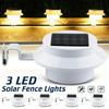 Solar Powered 3 LED Wall Light,Auto On/Off, Waterproof Outdoor Gutter Lamp,Porch,Garden,Fence,Patio,Camping - Warm White Light