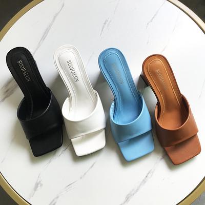 Модные женские шлепанцы Bailamos 2025 Лето Низкий каблук Повседневные сандалии для отдыха Уличные Пляжные шлепанцы Открытый носок Плоские Женские слайды