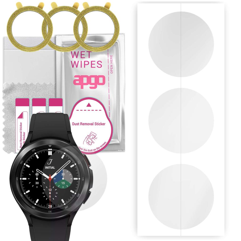 3x гидрогелевая защитная пленка apgo для Samsung Galaxy Watch4 Classic 46 мм, гидрогелевая пленка, с позиционирующим слоем, простая установка