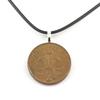 Necklace - United Kingdom - 2 New Pence - Elizabeth II - Black Leather Cord - 45 To 50 Cm