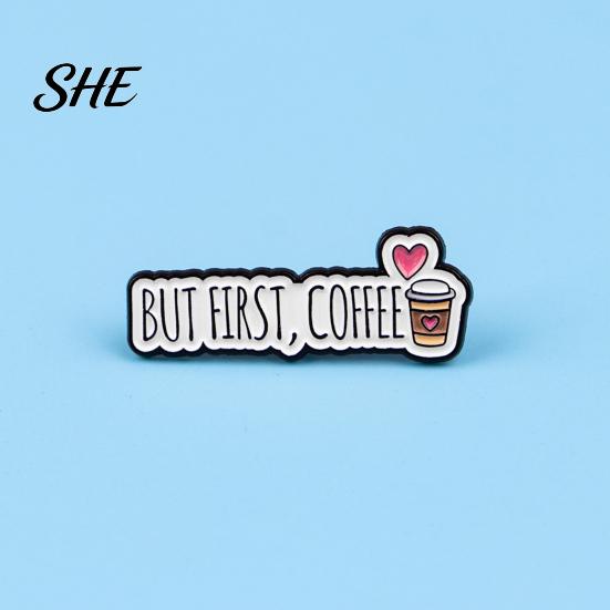 Coffee Slogan Brooch Pin, Design Brooch, Thickened Zinc Alloy Badge, Quote Pin Enamel Paint Stable Buckle Pins for Clothes Hats Backpacks Durable