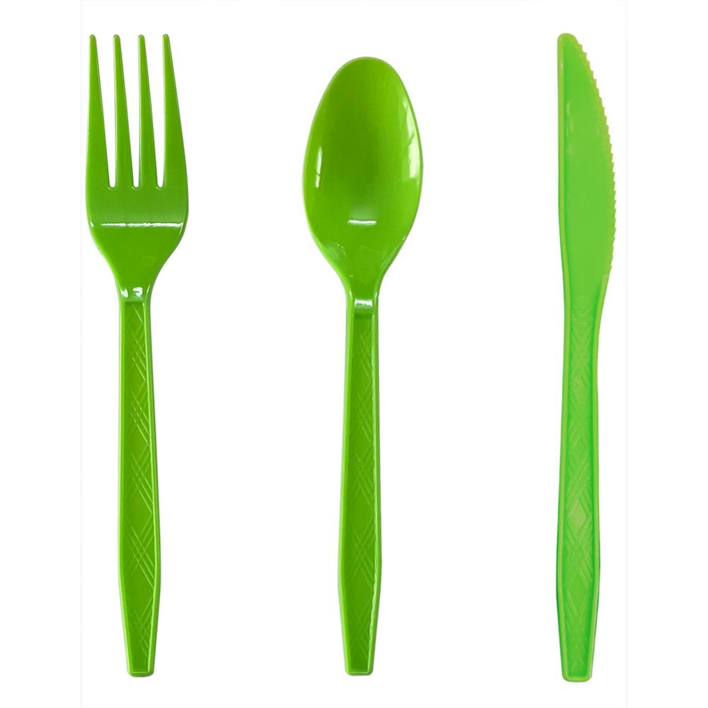 30pcs Plastic Knife Forks Spoons Set Flatware Disposable Cutlery Green White Black Red Gold Reusable Plastic Tableware Supplies