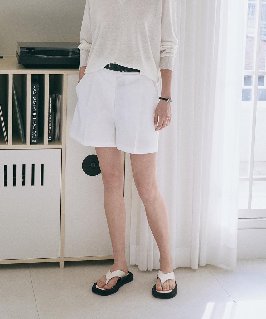 LAMEREI One Tuck Cotton Half Pants[Lmbesupt4504]-2Color