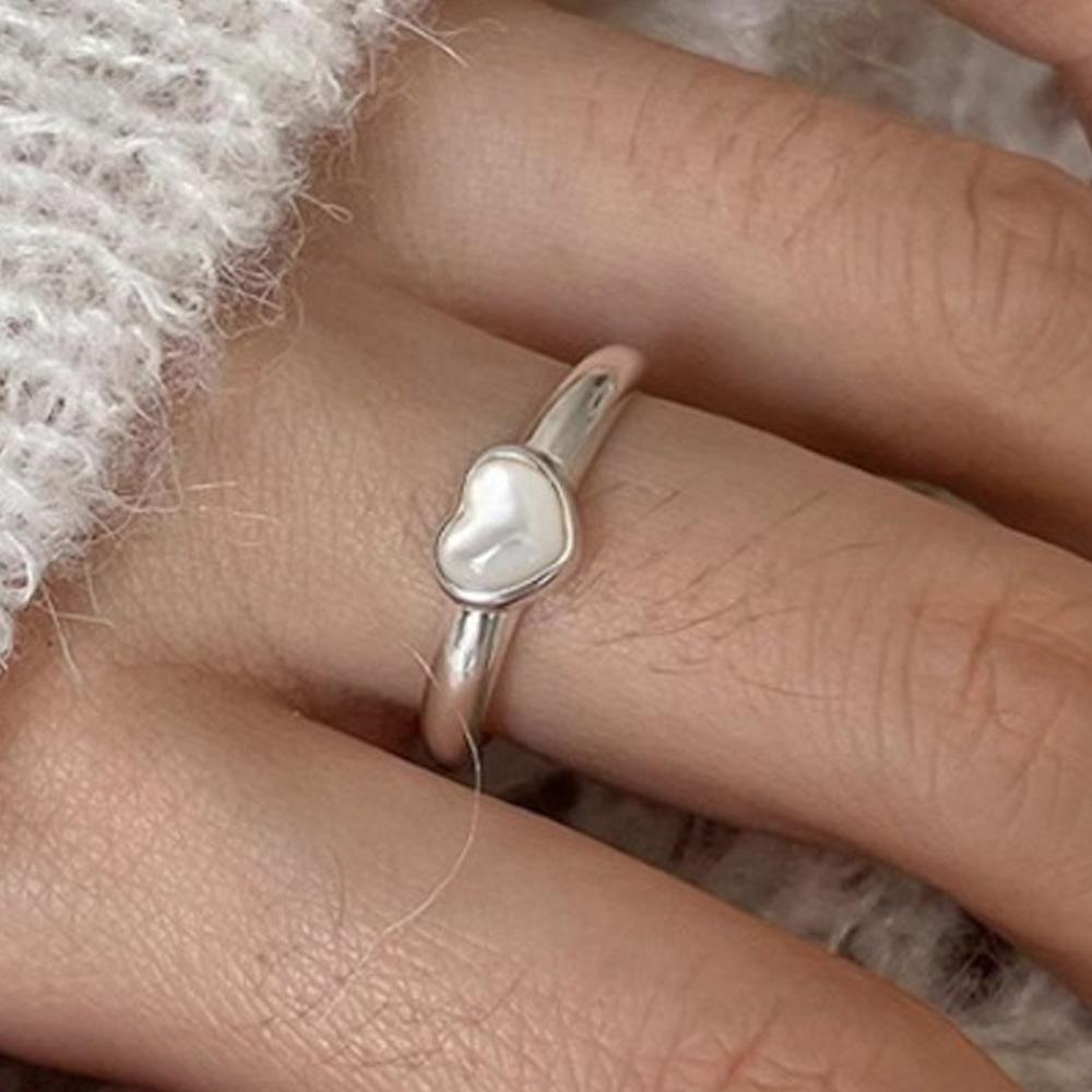 Xiaomi BF CLUB 925 Sterling Silver Ring For Women Jewelry Heart Stone Simple Open Vintage Handmade Ring Allergy For Party Birthday Gift