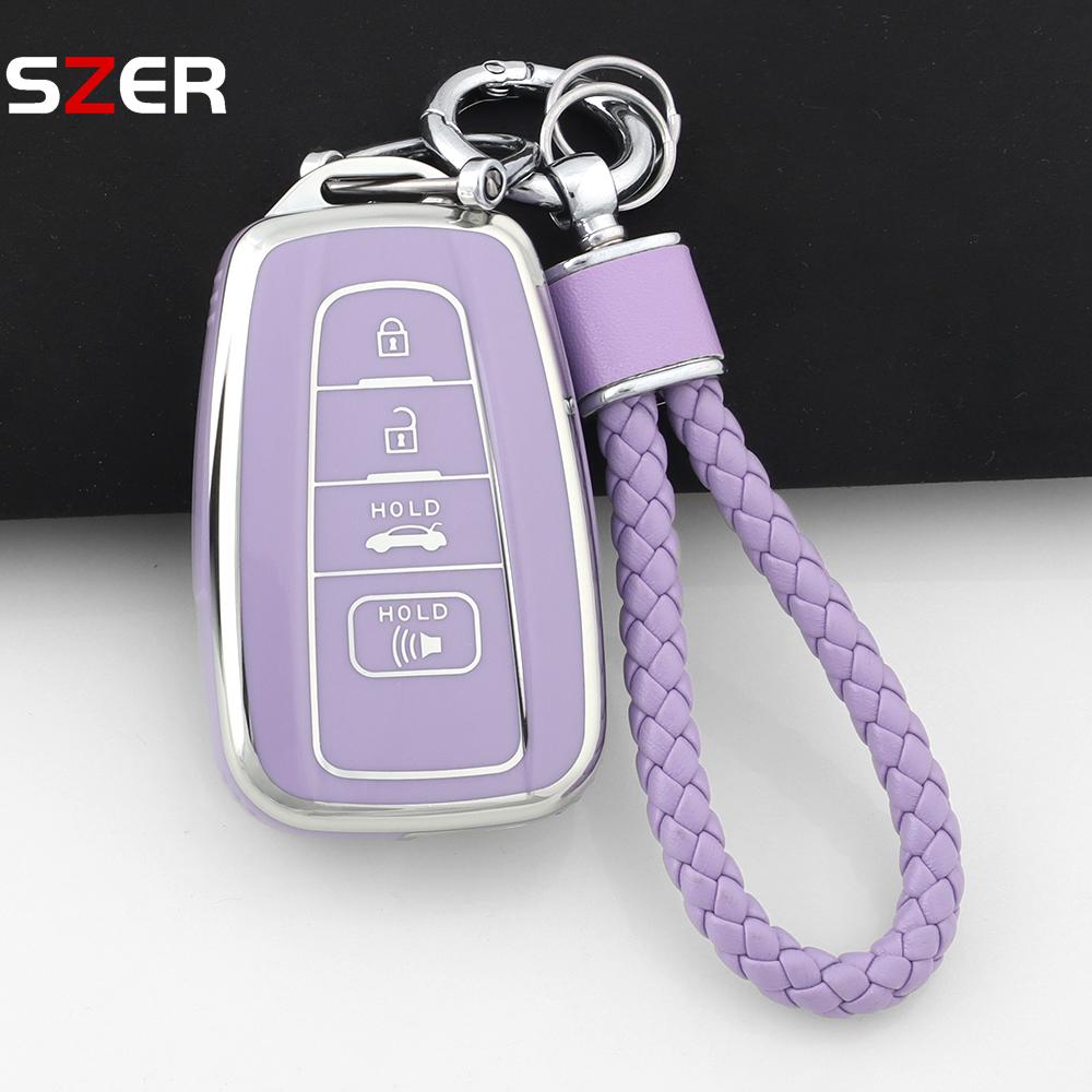 Чехол-брелок на 4 кнопки из ТПУ для автомобильного ключа Toyota Chr Camry Corolla Rav4 Highlander C-Hr Prius Land Cruiser Prado Брелок