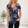 Women Summer T Shirt Pink Peony Print Short Sleeve Tees Casual Printed Tops