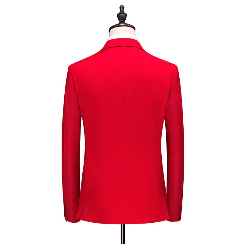 Fashion Men's Business Double Breasted Solid Color Suit Coat / Male Slim Wedding 2 Pieces Blazers Jacket Pants Trousers