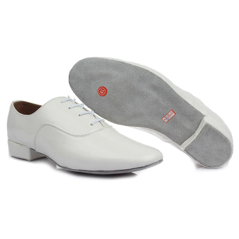 Черные белые глянцевые кожаные мужские современные танцевальные туфли с мягкой подошвой для латиноамериканских танцев сальса стандартные туфли для бальных танцев каблук 2,5 см