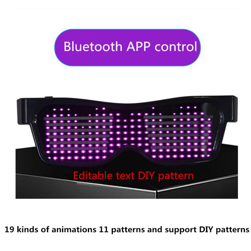 Светодиодные волшебные USB-зарядные очки DIY App Control Bluetooth светящиеся очки для вечеринок