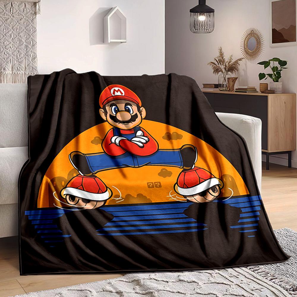 1pc Mario Flannel Blanket, Soft Skin-Friendly with Digital Printing, Various Sizes Available