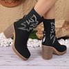 Large Size High Heel Printed Round Head Fashion Women's Boots Autumn and Winter New Medium Tube But Knee Women's Boots
