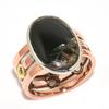Natural Black Copper Tourqoise Two Tone 925 Solid Silver Jewelry Ring S.8.5 K7Y14