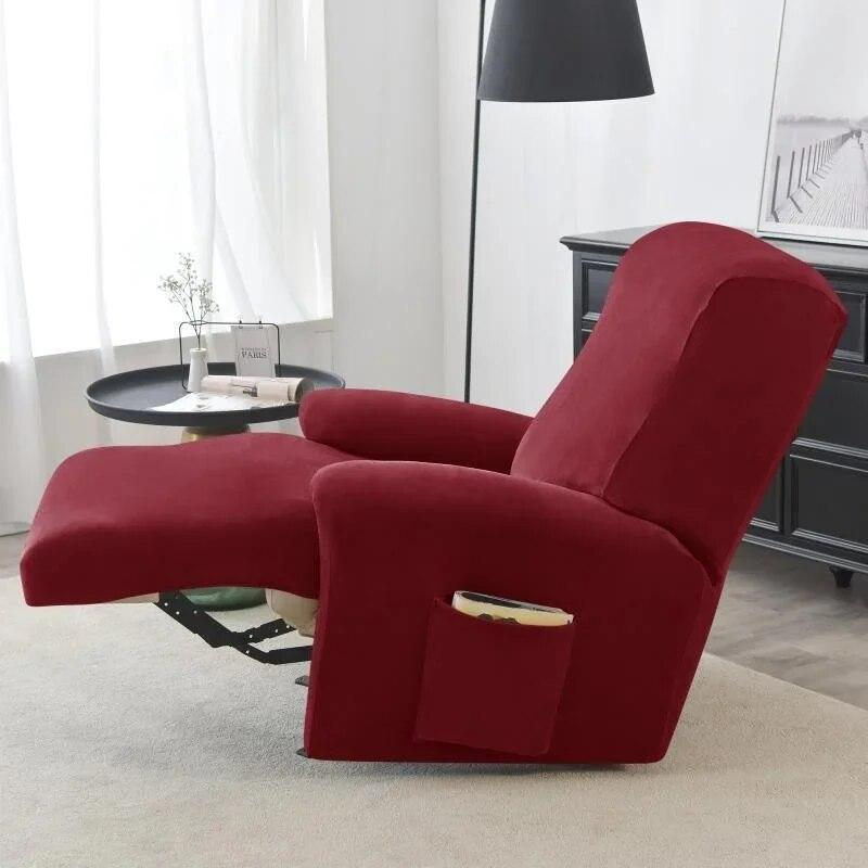 Solid Velvet Recliner Armchair Cover Non Slip Lazy Boy Single Sofa Covers Elastic Soft All-inclusive Couch Slipcover Living Room
