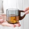 Маленькие стеклянные чайные чашки, чайные чашки с ручками, красное дерево, анти-глажка, роскошные и высококачественные прозрачные чашки для воды, домашний офис