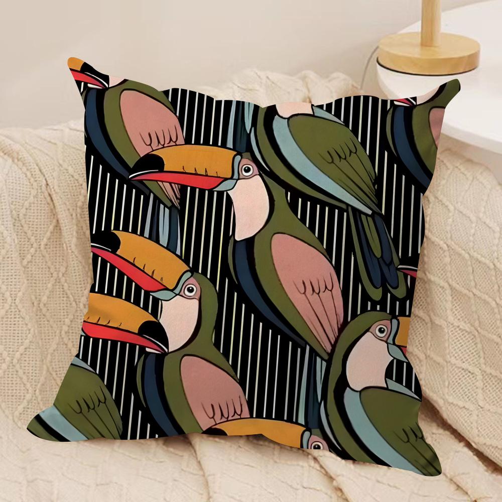 Cool Toucan Cushion Cover Soft Plush Fabric DoubleSided Printed Sofa Cushion Cover for All Seasons Home Decor Gift
