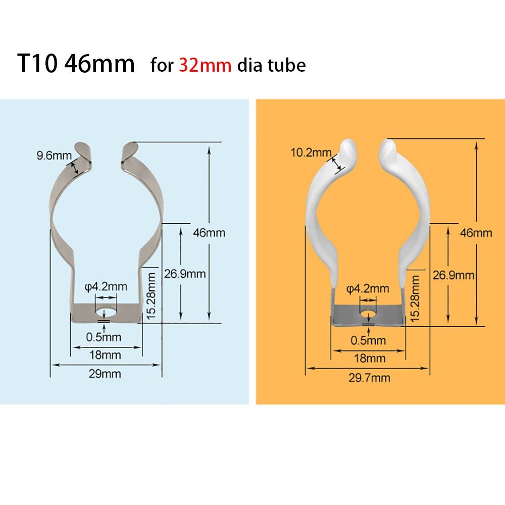 10Pcs Clamp Holders Lamp Tube Clip Heavy Duty Pipes Clamp Spring Terry Clip  for 25mm/32mm Dia Tube