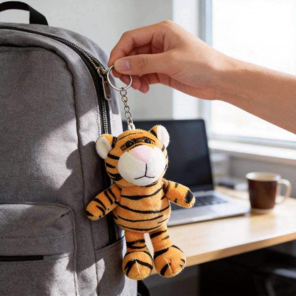 Tiger Year Plush Keychain With Soft Cotton Filling For Lucky Charm And Bag Decor