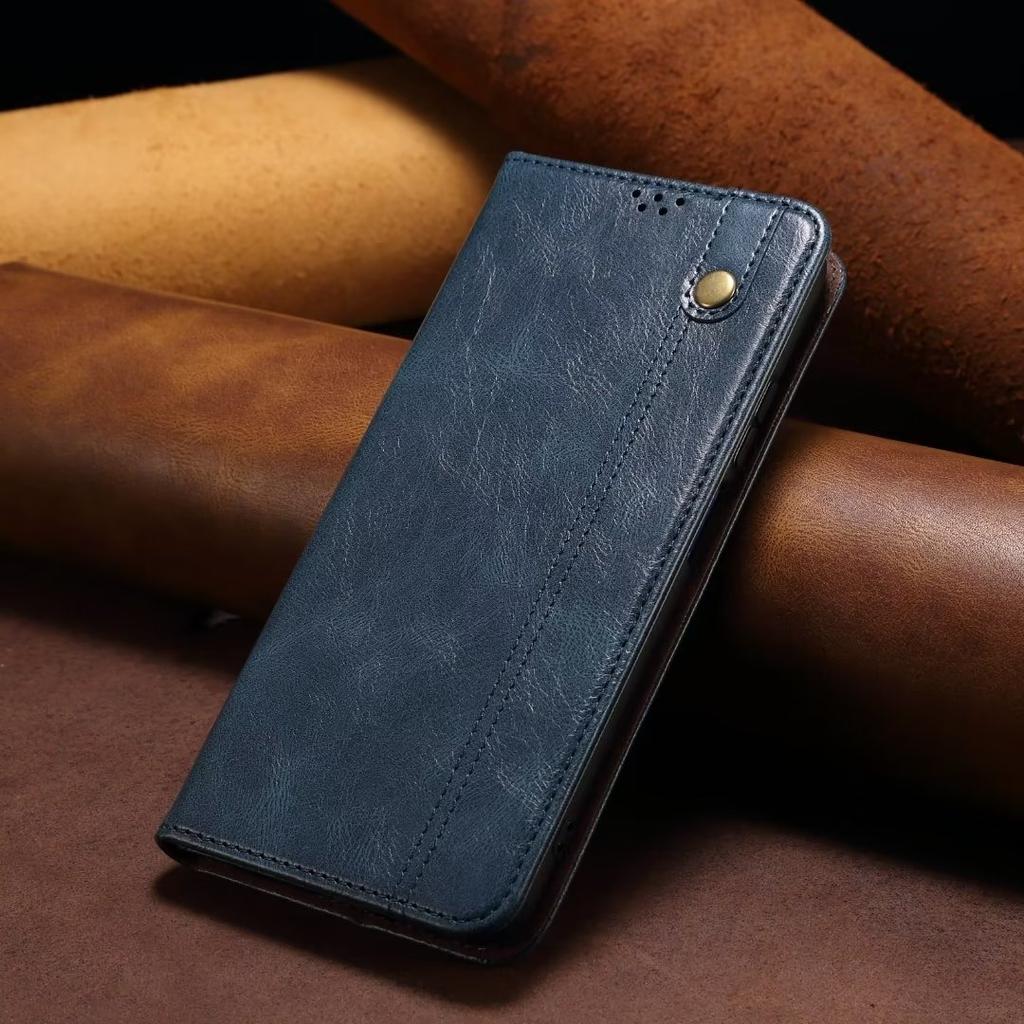 Luxury Retro Slim Leather Phone Wallet Case Stand For iPhone Xiaomi Redmi Huawei Samsung Google OnePlus Magnetic Card Flip Book Cover Bag