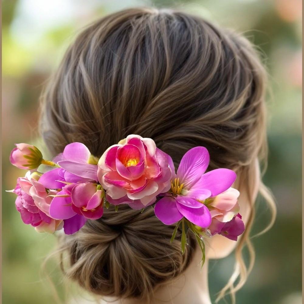 Sweet Flower Hair Comb Bohemian Thai Hair Accessories Side Clip Thailand Flower Hairpin  Headwear