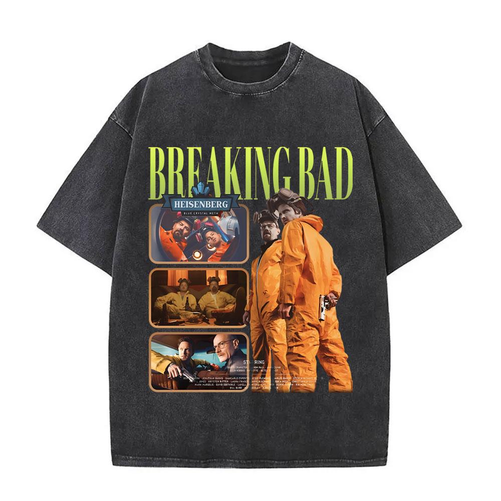 Heisenberg TV Breaking Bad Stay Out of My Territory Vintage Washed T Shirt Better Call Saul Graphic Tshirt Men Cotton Tshirts