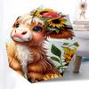 Sunflower Cow Floral Crown Auto Open Close Umbrella - Portable 3-Fold Design with Iron Frame, Perfect Gift for Fans, Travelers, Daily Use, O