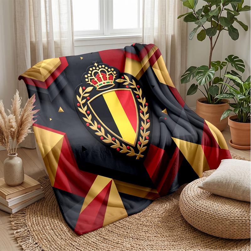 Belgium Football Printed Flannel Blanket Skin Friendly Warm Decorative Throw for Indoor Couch Bed Daily Use