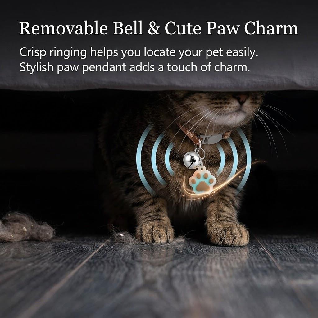 Cute Adjustable Pet Collar with Bell Footprint Kitten Breakaway Collars for Small Dogs Puppies Cats Safety Neck Accessories 1