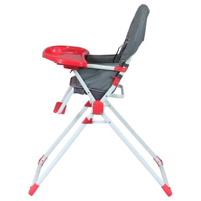 BAMBISOL Fixed High Chair - From 6 Months - Mixed - Grey and Red - PVC Seat - Removable and Adjustable Tray