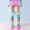 Детские радужные гольфы до колена, красочные гольфы до колена, забавные носки для сапог для девочек с тюлевой оборкой для маскарадных вечеринок, праздничных мероприятий