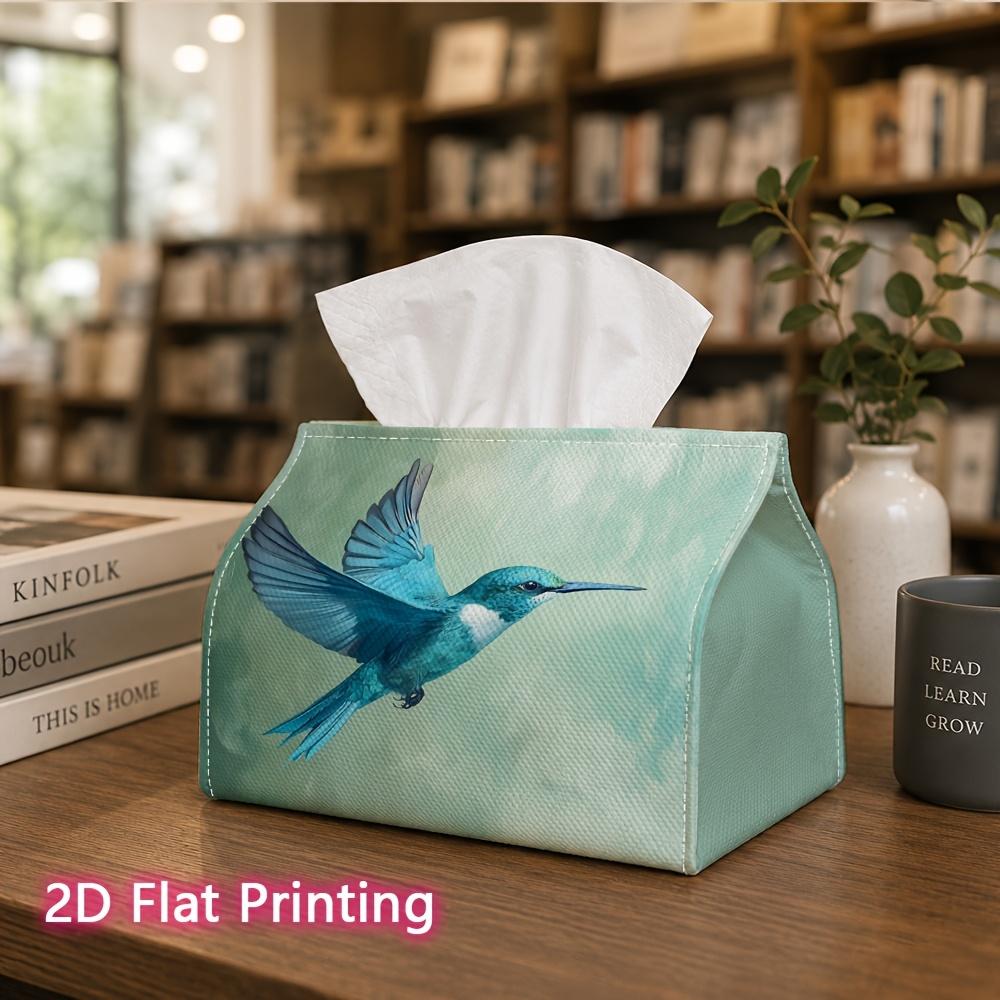 1pc, 2d Flat Printing, Tissue Box Beautiful Blue Hummingbird Pattern Printed Tissue Box, Suitable for Vacation Home Decoration, Kitchen, Living Room,