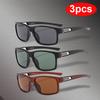 3pcs Sets Sunglasses Men Women Polarized Square Sun Glasses Brand Rectangle Driving Fishing Shades UV400 Glasses Outdoor Eyewear