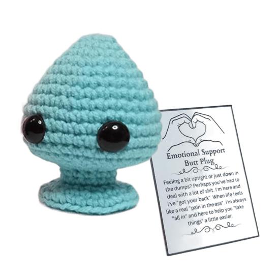 Вязаный крючком стопор для попы с позитивной открыткой, ручная работа, вязанный сердечко для любви, кукла, игрушка для снятия стресса, украшение для рабочего стола, кляп, подарок