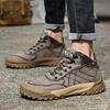 Мужская походная обувь из натуральной кожи, противоскользящая уличная обувь с высоким берцем