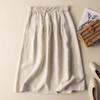 Women's Retro A-line Cotton Skirt with Tie & Elastic Waist