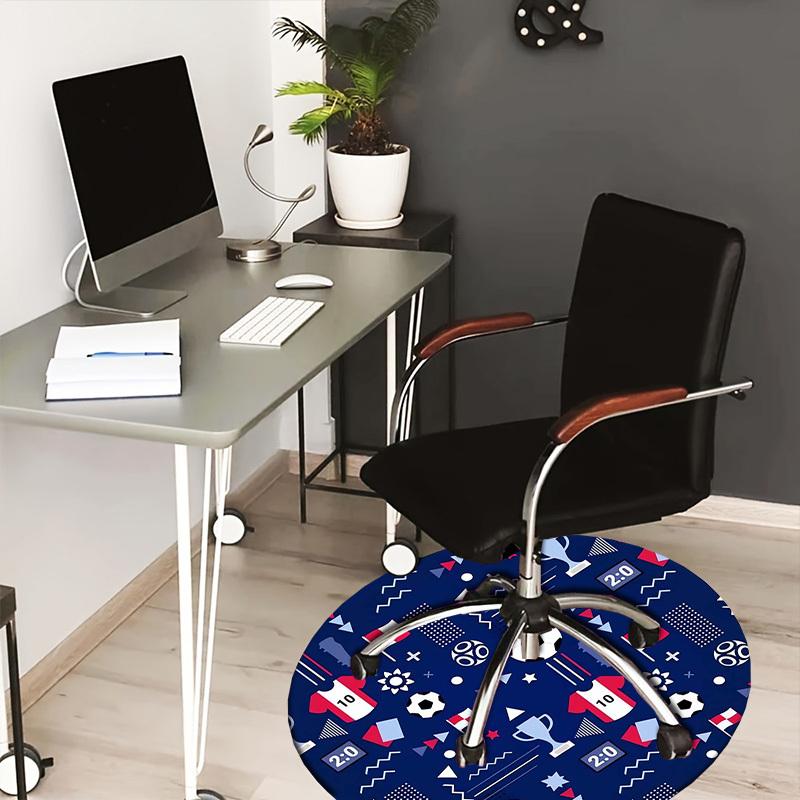 1pc Office Carpet Chair Mats Soccer-themed Circular Pattern Perfect for Decorating Office Chairs, Living Rooms, Or Bedrooms