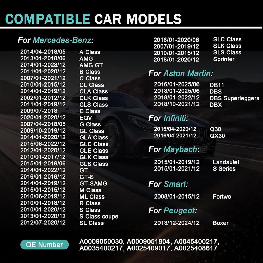 Датчики давления в шинах TPMS 433 МГц Программируемый датчик TPMS Совместим с Mercedes-Benz Smart Infitini Заменяет # A0009050030 A0009051804