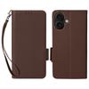 For iPhone 17 Case with Wrist Strap Litchi Texture PU Leather Wallet Phone Cover