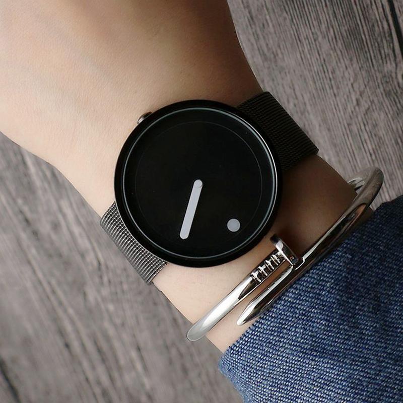 Мужские часы Корейская версия Студенческие Простые Часы Новой Концепции Модные Мужские Модные Женские Универсальный Ремешок Модные Кварцевые Часы