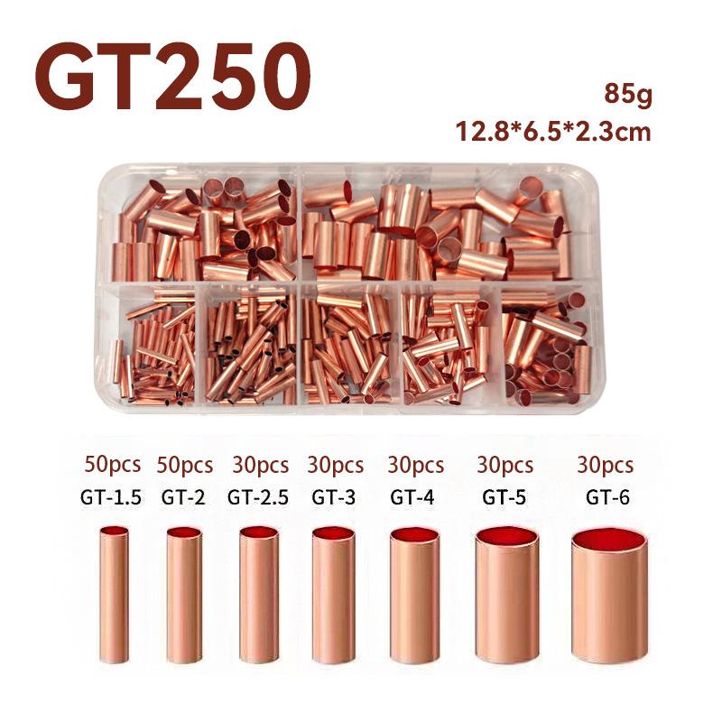 125/250/414/578Pcs Non Insulated Electrical Butt Terminal Assortment Kit Wire Ferrules Set 7 Size Copper Crimp Connector