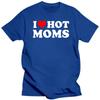 Футболка I Love Hot Moms с забавным красным сердцем Love Moms с коротким рукавом и принтом в уличном стиле, свободные футболки в стиле хип-хоп для мужчин