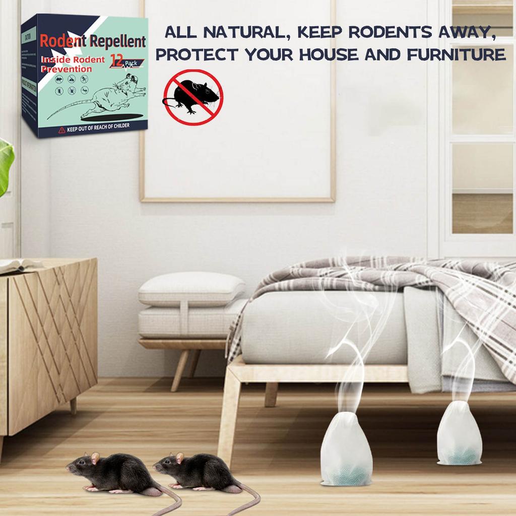 12 Pack Peppermint Oil For Mice Rats Squirrel Indoor & Outdoor Use, Natural Rat Mouse Deterrent Family & Pet Safe